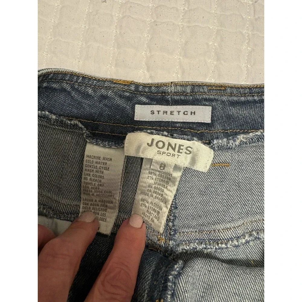 Jones Of New York, Jones Sport Denim Mini Skirt‎ With Frayed Hem,8, Stretch
